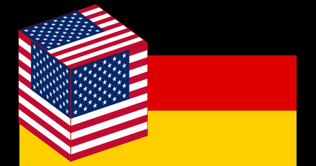 Amerikanische und deutsche Flaggen