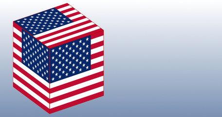USA Flagge Würfel mit neutralem Hintergrund