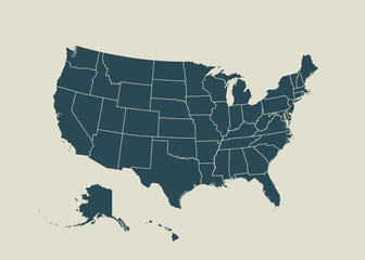 Outline map of USA.  vector illustration. - 137453289