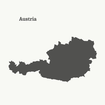 Outline map of Austria. Isolated vector illustration.