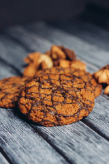 oatmeal cookies on a wooden background