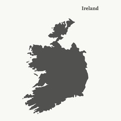 Outline map of Ireland. vector illustration. - obrazy, fototapety, plakaty