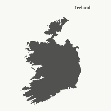 Outline map of Ireland. vector illustration.