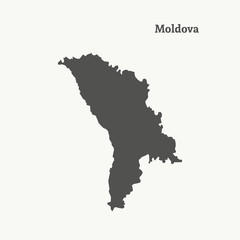 Outline map of Moldova. Isolated vector illustration.