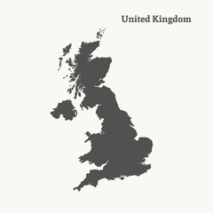 Outline map of United Kingdom. vector illustration.