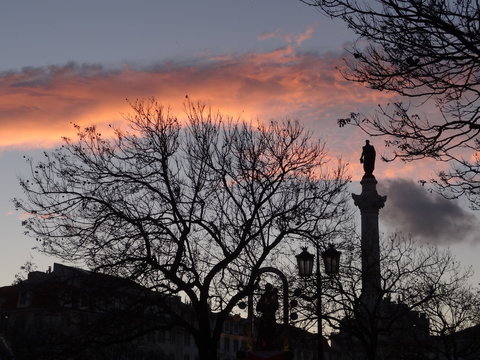 sky  aglow with the setting sun