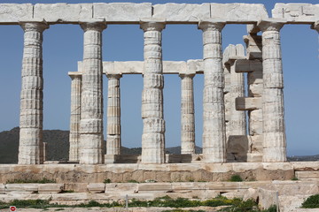 Ancient ruins of Zeus Temple, Sounion Cape, Attica, Greece