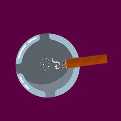 Ashtray with cigar vector illustration.