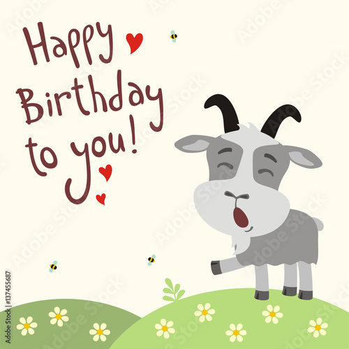 "Happy birthday to you! Funny goat sings birthday song with gift in ...