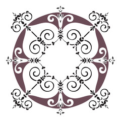 Hand drawing pattern for tile in dark brown, gray, black and white colors. Italian majolica style