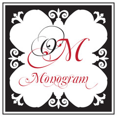 Monogram in oriental ornamental style, framework composition