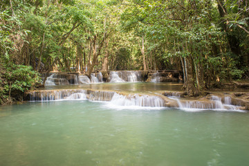 beautiful green waterfall in thailand