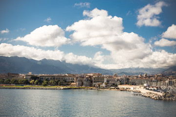 Fototapeta na wymiar view of Palermo city,Sicily,from the ship
