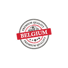 Made in Belgium, Premium Quality printable business grunge label / stamp.  Print colors used