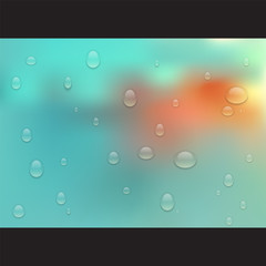 Realistic Transparent Water Drops.  Vector background with drops.