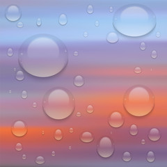 Realistic Transparent Water Drops.  Vector background with drops.