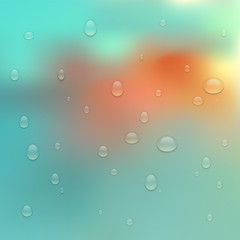 Realistic Transparent Water Drops.  Vector background with drops.