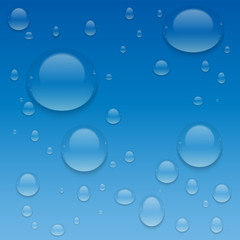 Realistic Transparent Water Drops.  Vector background with drops.