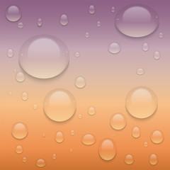 Realistic Transparent Water Drops.  Vector background with drops.