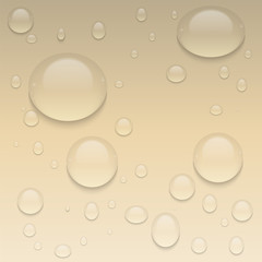 Realistic Transparent Water Drops.  Vector background with drops.