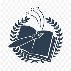 silhouette, black and white icon in the form of a pen