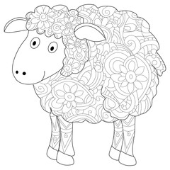 Ram Coloring book vector for adults