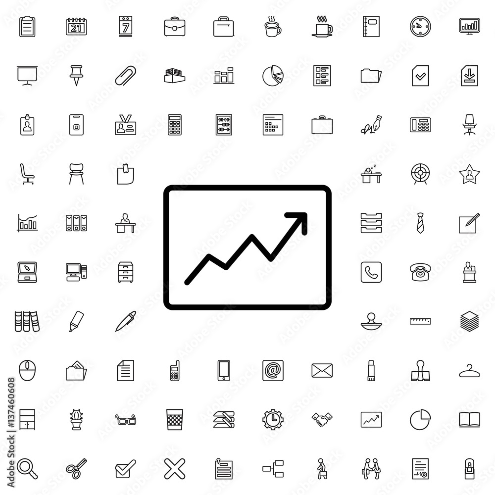 Sticker line graph icon illustration