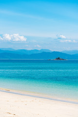 Fototapeta na wymiar White sand beach on remote Thai island