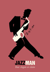 Fototapeta premium Saxophonist playing a song. Musical note