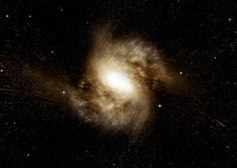 Stars, dust and gas nebula in a far galaxy