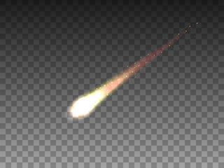 Vector illustration of realistic falling comet - obrazy, fototapety, plakaty