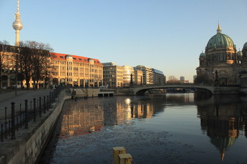 Berlin landmarks / Spree riverside in the heart of Berlin
