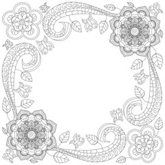 Flower frame coloring book vector illustration