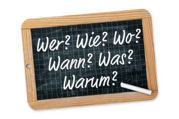 Obraz premium W-Fragen: wer, wie, was, wo, wann, warum ?