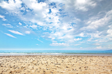 beach and sea with sky of blue color 