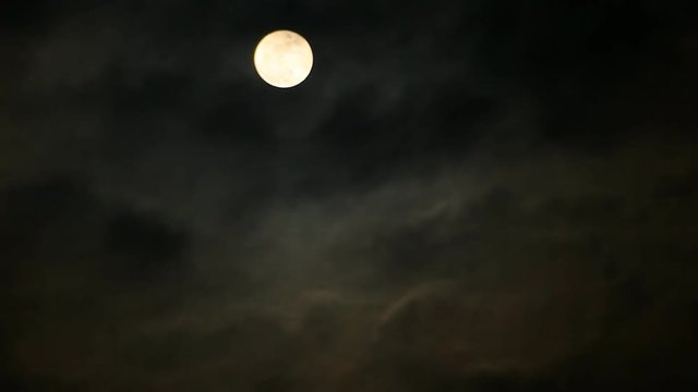 Moon at full moons. Hiding behind clouds.