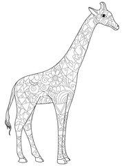 Giraffe coloring book for adults vector illustration