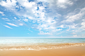 Fototapeta na wymiar beach and sea with sky of blue color 
