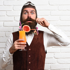 Fototapeta premium surprised handsome bearded pilot