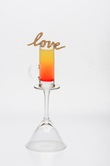 cocktail sex on the beach on wineglass with love inscription