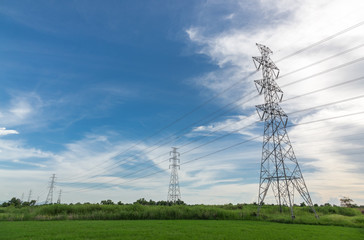 high voltage electric pole pass through the glass field