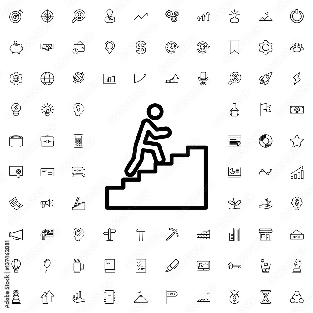 Wall mural man climbing stairs icon illustration