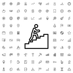 man climbing stairs icon illustration