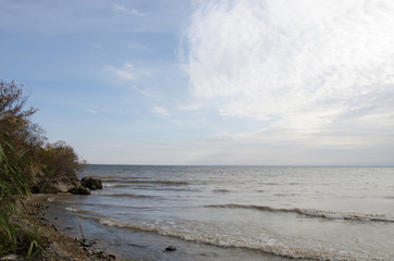 The waves rolled on shore