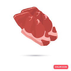 Realistic pieces of meat color flat icon. For web and mobile design