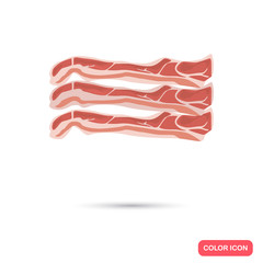 Realistic bacon slices color flat icon. For web and mobile design