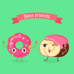 Sweets. Best Friends. Doughnut and Swiss Roll