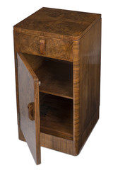 Cut out of Vintage Wooden Bedside Cabinet with Door Opened