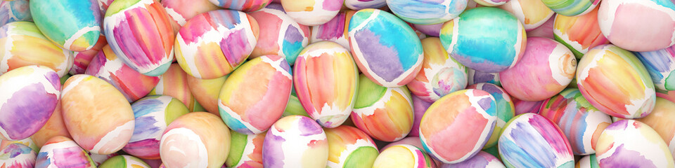 Viele Ostereier als Ostern Panorama Hintergrund