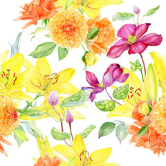 Seamless watercolor flower pattern 